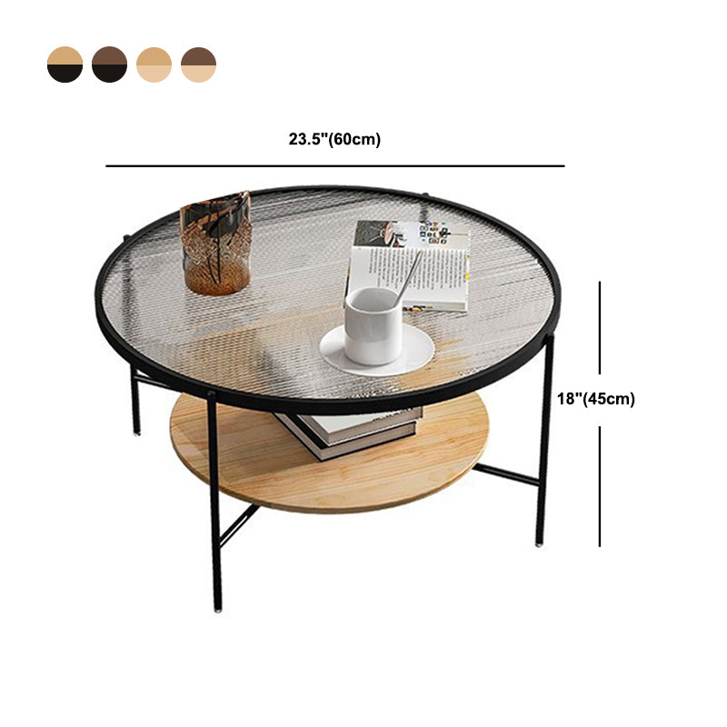 17.72" Tall Contemporary Style Coffee Cocktail Table Glass-Topped Coffee Table