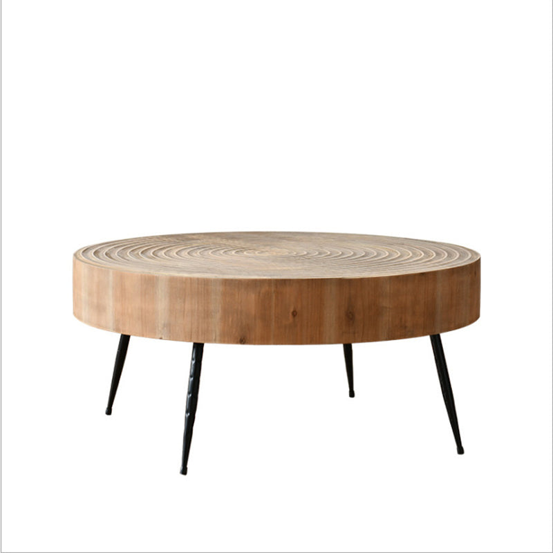 Contemporary Style Coffee Cocktail Table Solid Wood Round Coffee Table