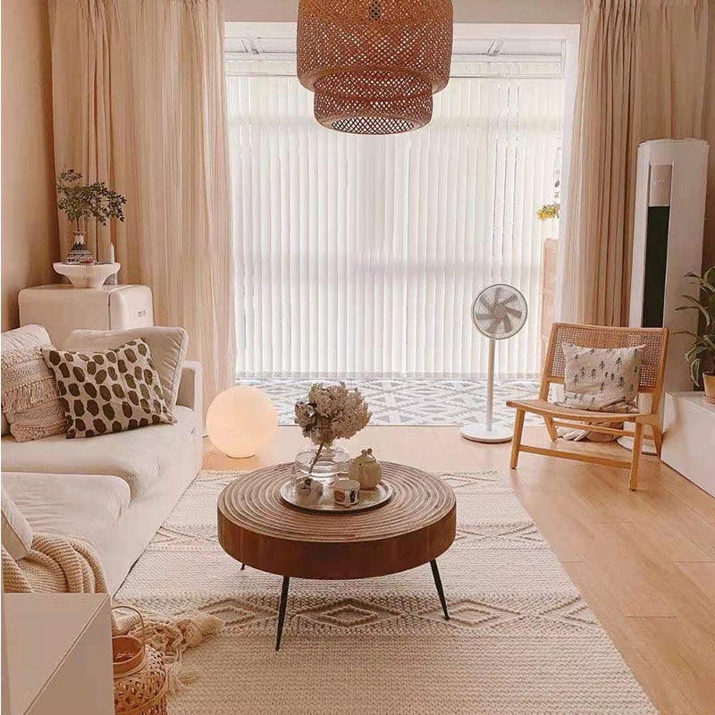 Contemporary Style Coffee Cocktail Table Solid Wood Round Coffee Table