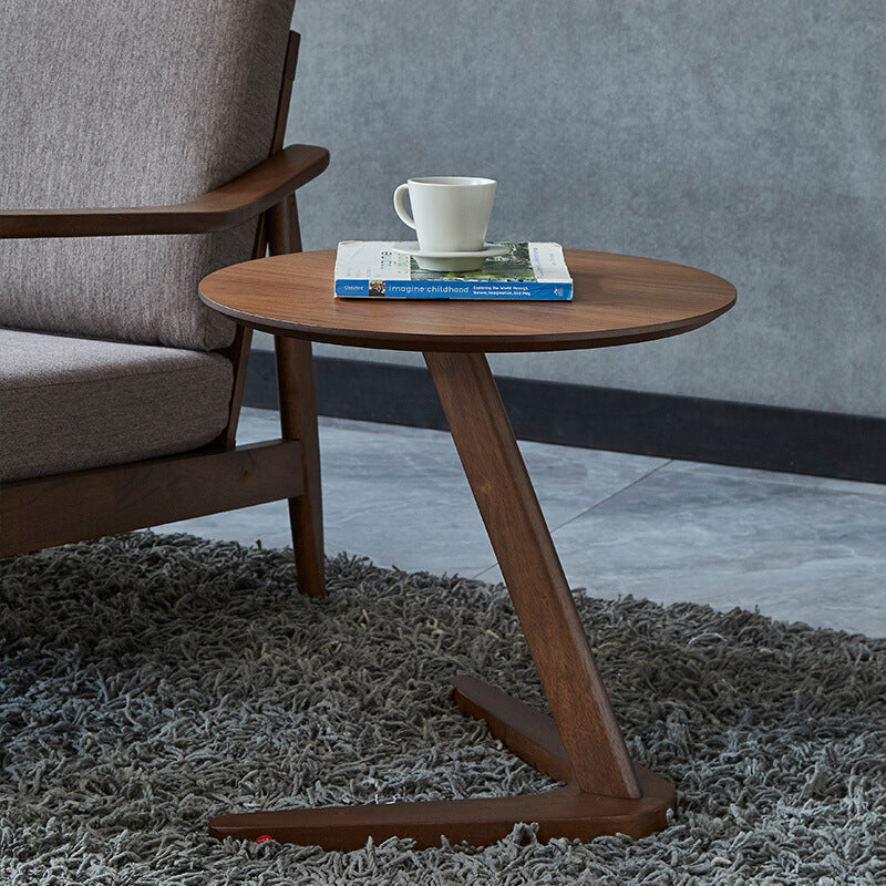 19.69" Tall Scandinavian Style Coffee Cocktail Table Wooden Round Coffee Table