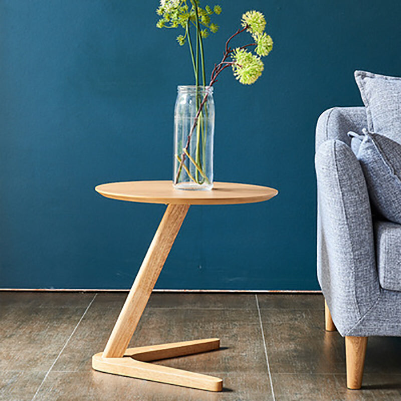 19.69" Tall Scandinavian Style Coffee Cocktail Table Wooden Round Coffee Table