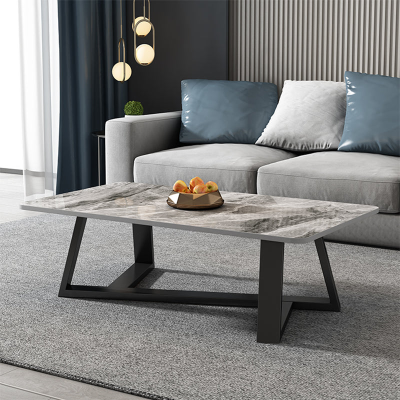 Glam Cross Legs Coffee Table Slate Rectangular Coffee Table Set for Home
