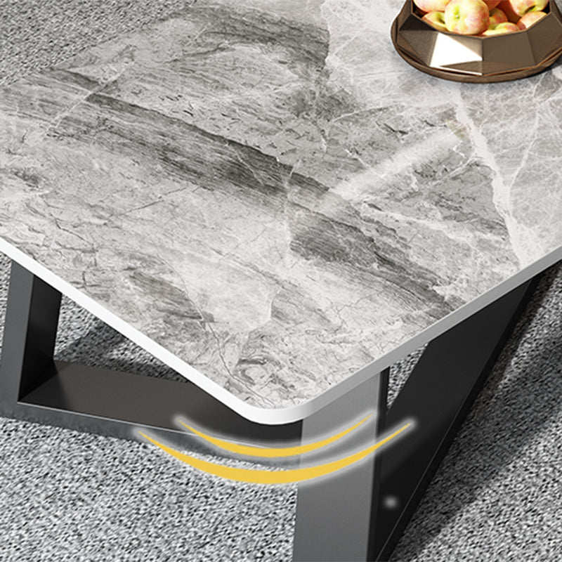 Glam Cross Legs Coffee Table Slate Rectangular Coffee Table Set for Home