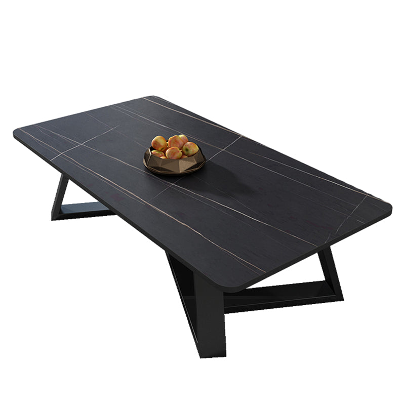 Glam Cross Legs Coffee Table Slate Rectangular Coffee Table Set for Home