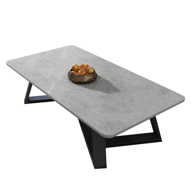 Glam Cross Legs Coffee Table Slate Rectangular Coffee Table Set for Home