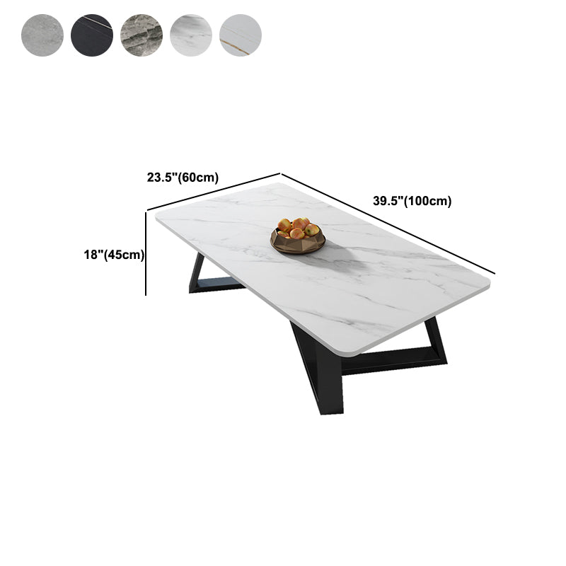 Glam Cross Legs Coffee Table Slate Rectangular Coffee Table Set for Home