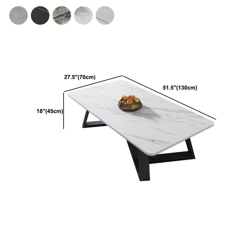 Glam Cross Legs Coffee Table Slate Rectangular Coffee Table Set for Home