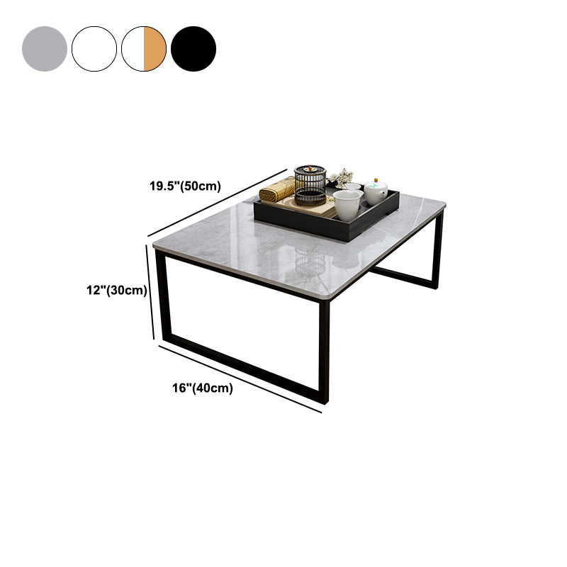 Glam Sled Coffee Table Set Slate Rectangular Coffee Table for Home