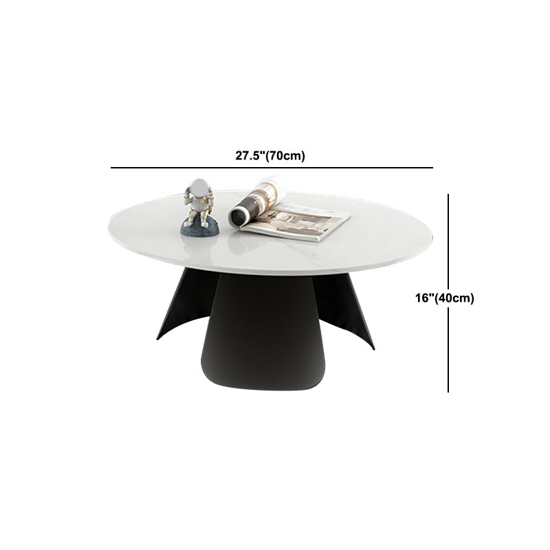 Slate Round Coffee Table Modern Metal Pedestal Cocktail Table