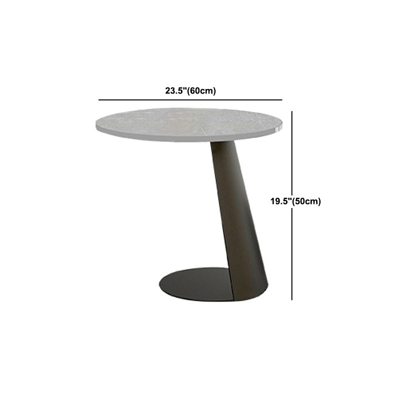 Slate Round Coffee Table Modern Metal Pedestal Cocktail Table