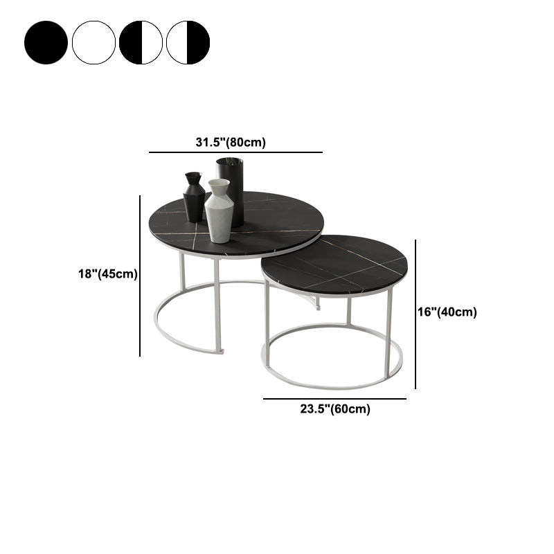 Round Nesting Coffee Table Modern Minimalist Slate Coffee Table