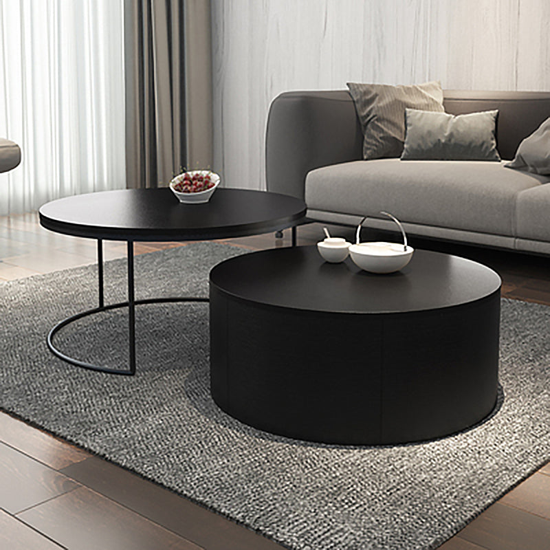 Nordic Style Round Frame/drum Base Solid Wood Table with Drawer Coffee Table