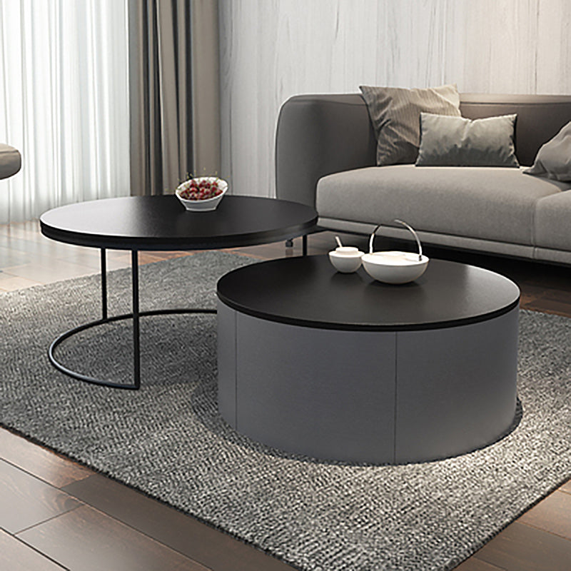 Nordic Style Round Frame/drum Base Solid Wood Table with Drawer Coffee Table