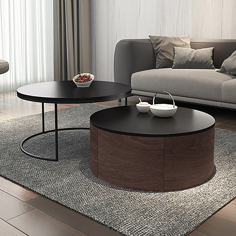 Nordic Style Round Frame/drum Base Solid Wood Table with Drawer Coffee Table