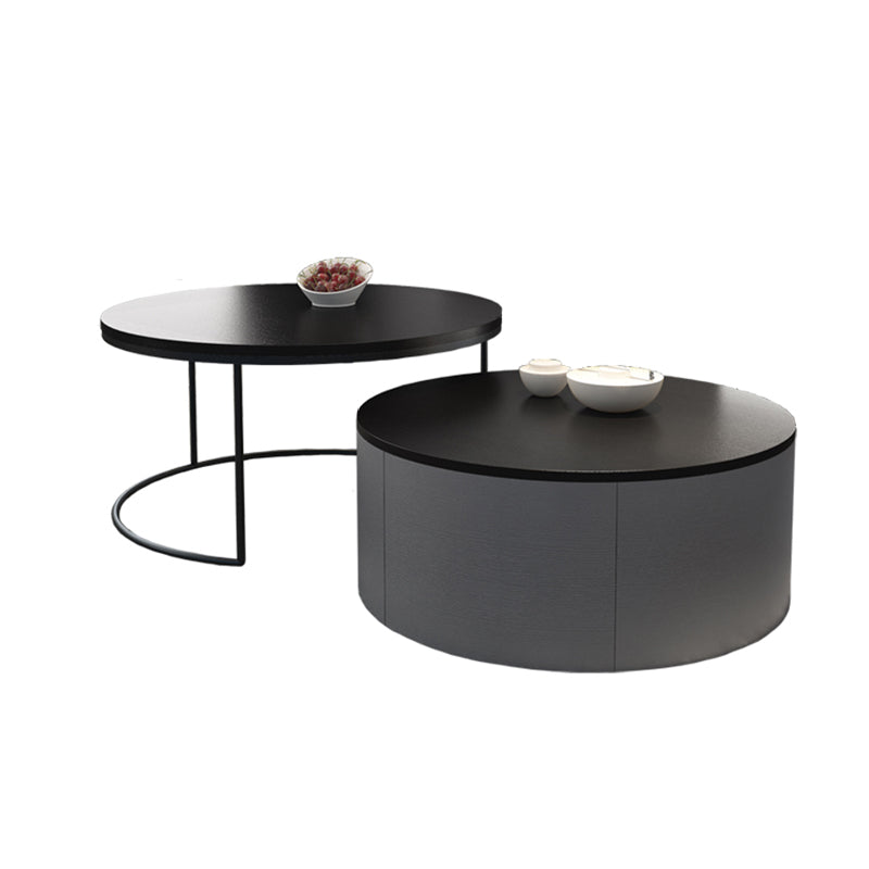 Nordic Style Round Frame/drum Base Solid Wood Table with Drawer Coffee Table