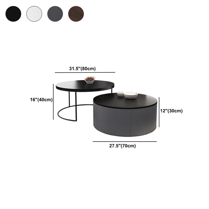 Nordic Style Round Frame/drum Base Solid Wood Table with Drawer Coffee Table