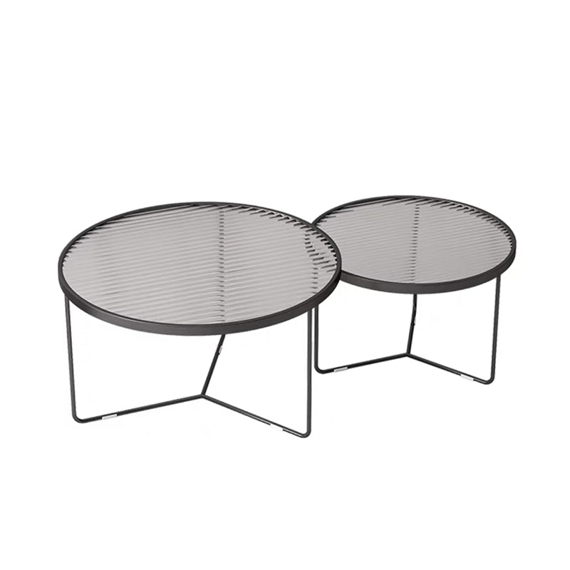 Glass Top Steel Coffee Table Round Minimalist Coffee Table for Living Room