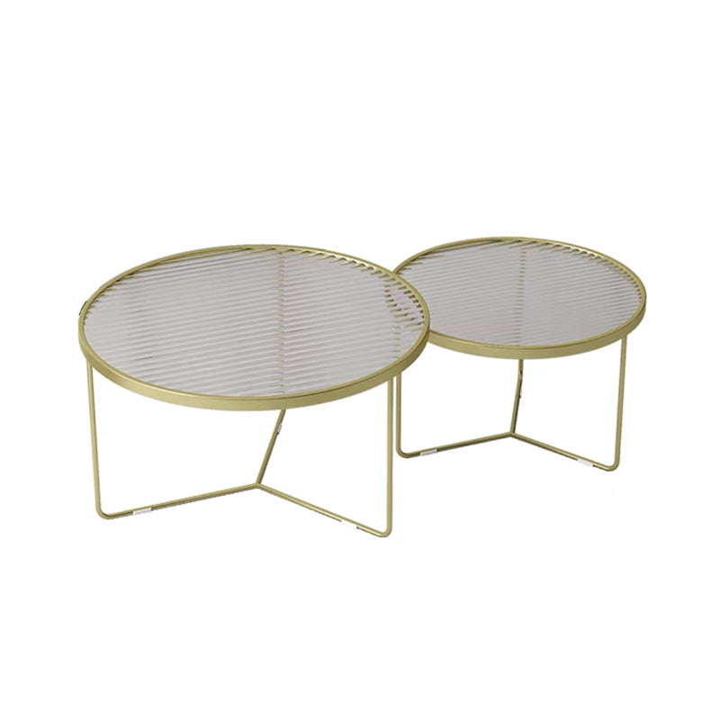 Glass Top Steel Coffee Table Round Minimalist Coffee Table for Living Room