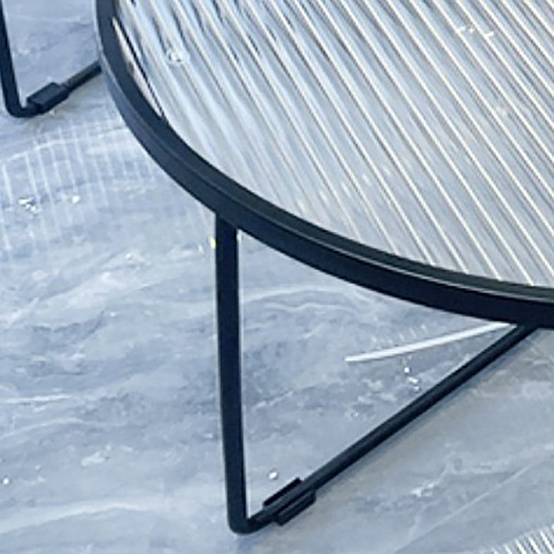 Glass Top Steel Coffee Table Round Minimalist Coffee Table for Living Room