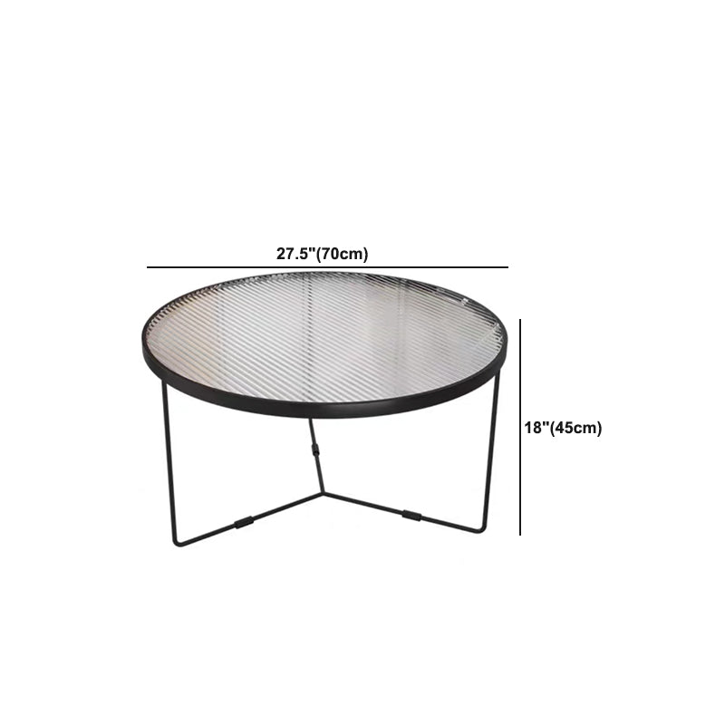 Glass Top Steel Coffee Table Round Minimalist Coffee Table for Living Room