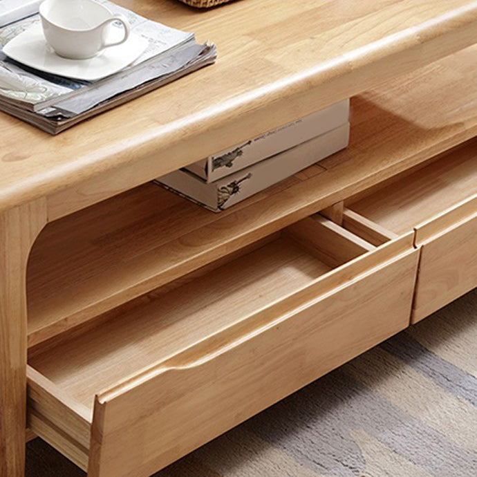 Rectangular 4 Legs Base Design Solid Wood Table with Drawer Coffee Table