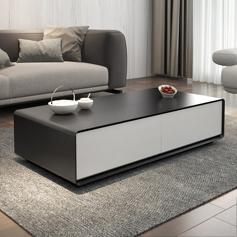 Modern Style Rectangular Wooden Table Abstract Base Coffee Table