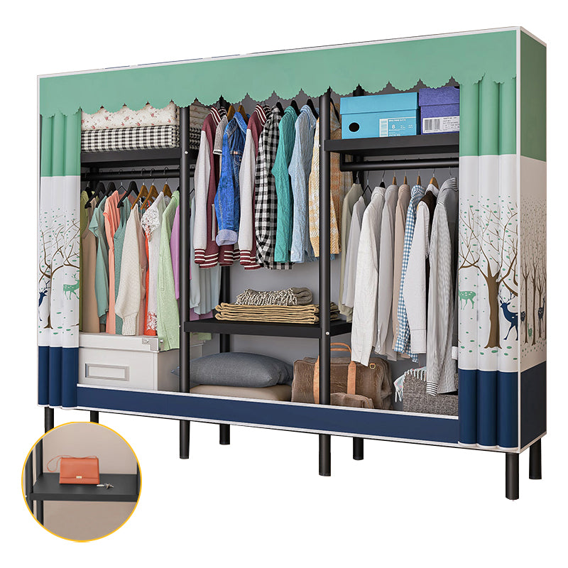 Contemporary Bedroom Wardrobe Metal Wardrobe Closet with Shelves