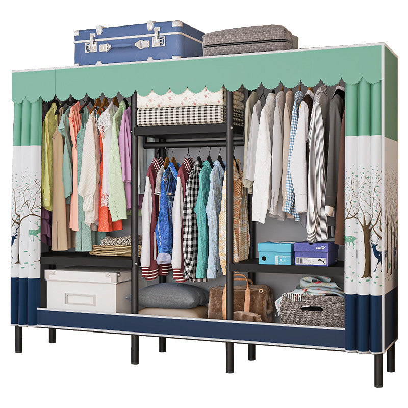 Contemporary Bedroom Wardrobe Metal Wardrobe Closet with Shelves