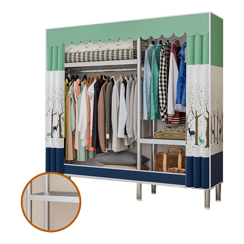 Contemporary Bedroom Wardrobe Metal Wardrobe Closet with Shelves