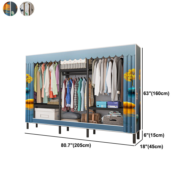 Contemporary Bedroom Wardrobe Metal Wardrobe Closet with Shelves