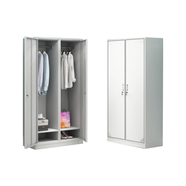 Contemporary Style Wardrobe Armoire White Color Steel Wardrobe Closet with Locks
