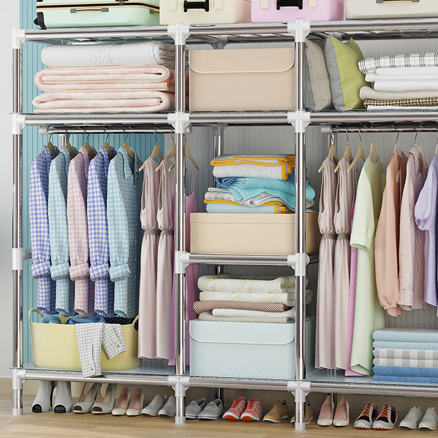 Modern Style Wardrobe Armoire Metal Bedroom Wardrobe Closet with Shelves