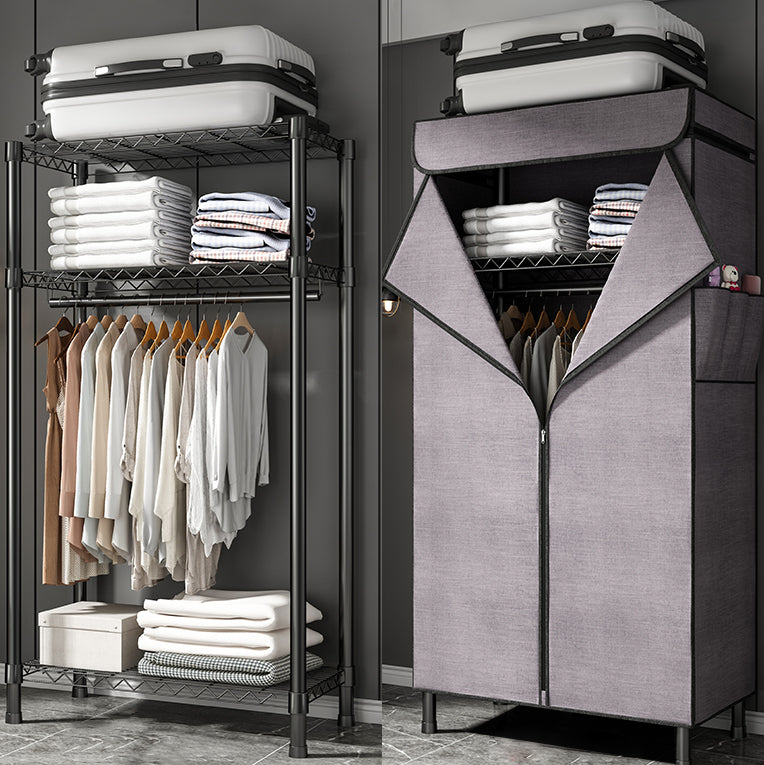 Contemporary Style Wardrobe Steel Wardrobe Closet with Shelves