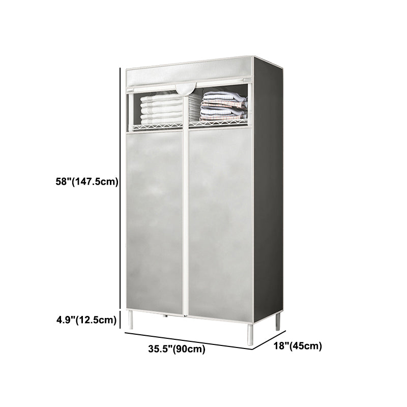 Contemporary Style Wardrobe Steel Wardrobe Closet with Shelves