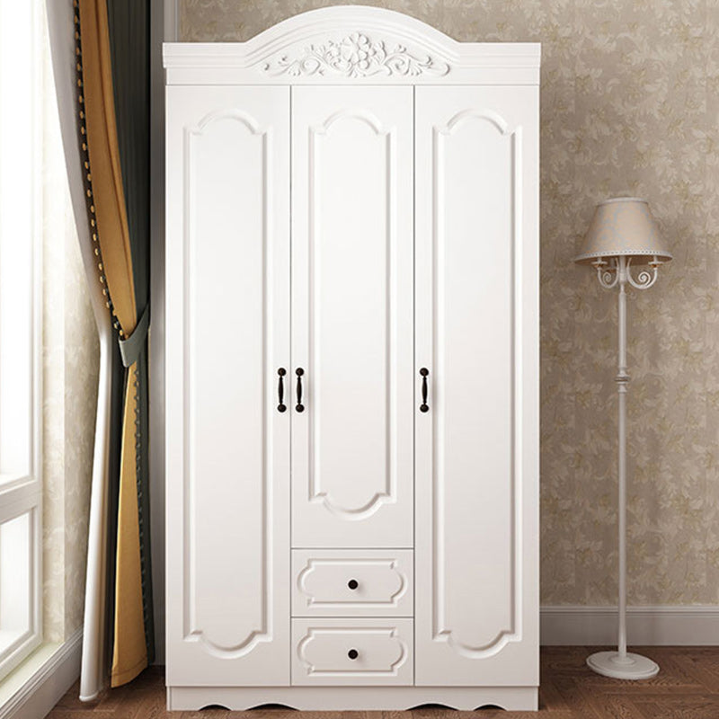 French Country Wardrobe Wood Soft Close Door Wardrobe Closet with 2 Drawer
