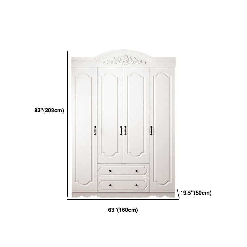 French Country Wardrobe Wood Soft Close Door Wardrobe Closet with 2 Drawer
