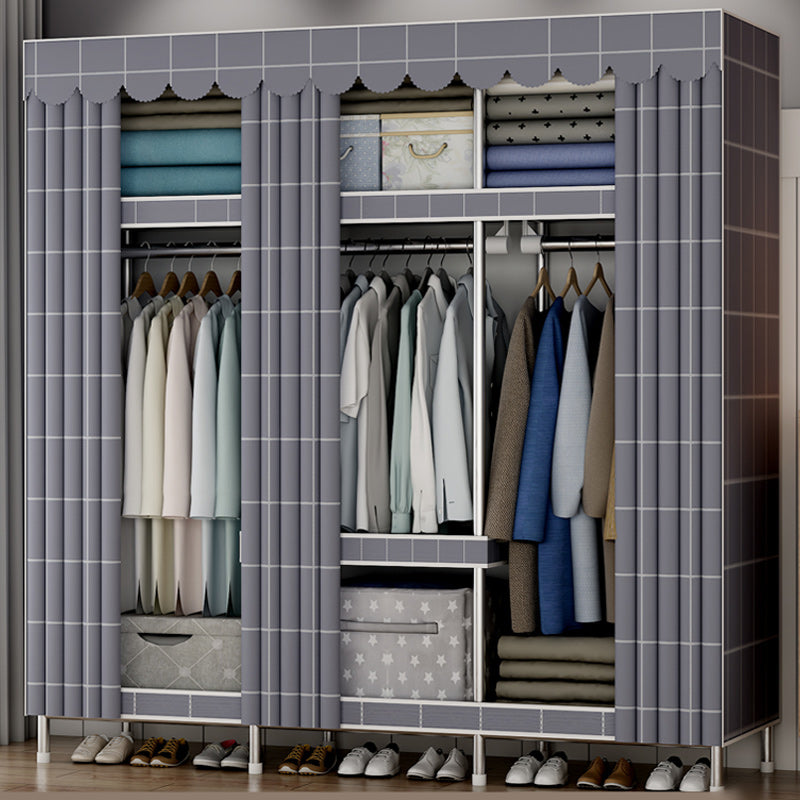 Modern Style Armoire Metal Cloth Rod Included Wardrobe Closet for Bedroom