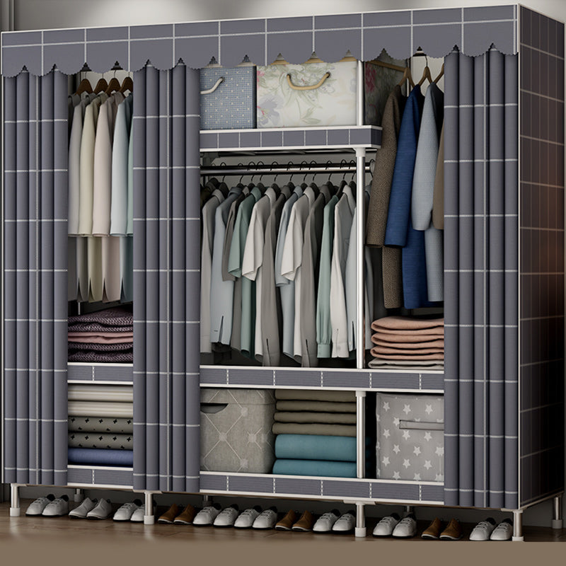 Modern Style Armoire Metal Cloth Rod Included Wardrobe Closet for Bedroom