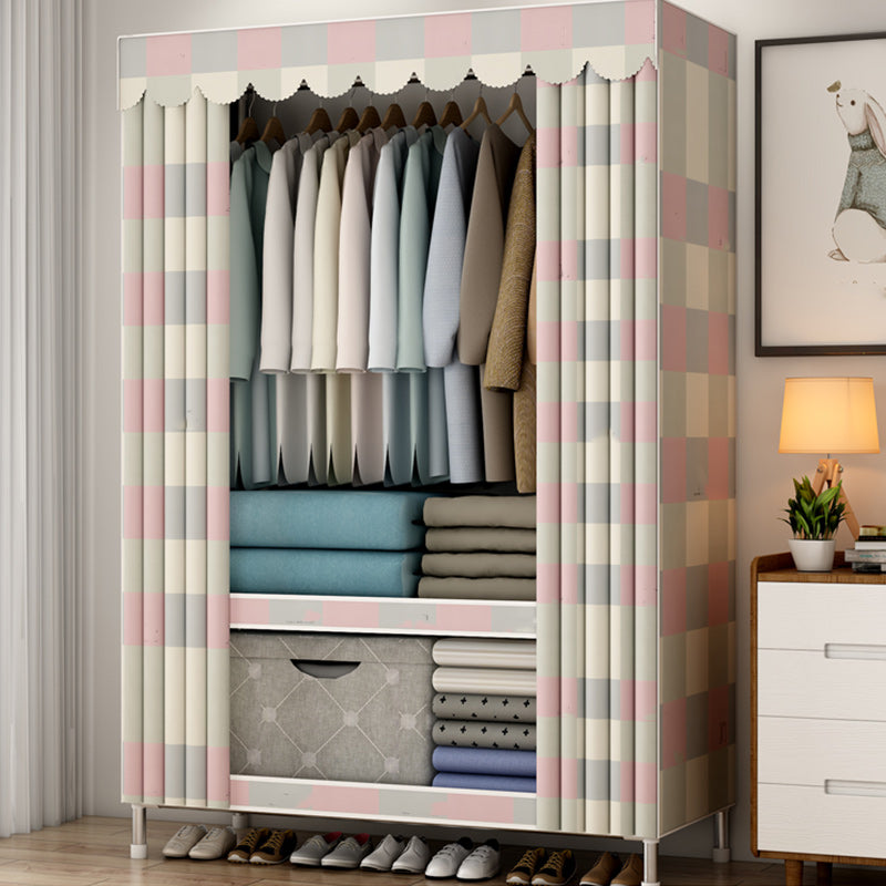 Modern Style Armoire Metal Cloth Rod Included Wardrobe Closet for Bedroom