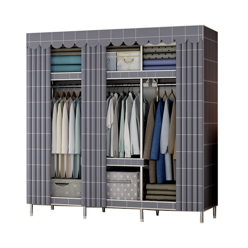 Modern Style Armoire Metal Cloth Rod Included Wardrobe Closet for Bedroom