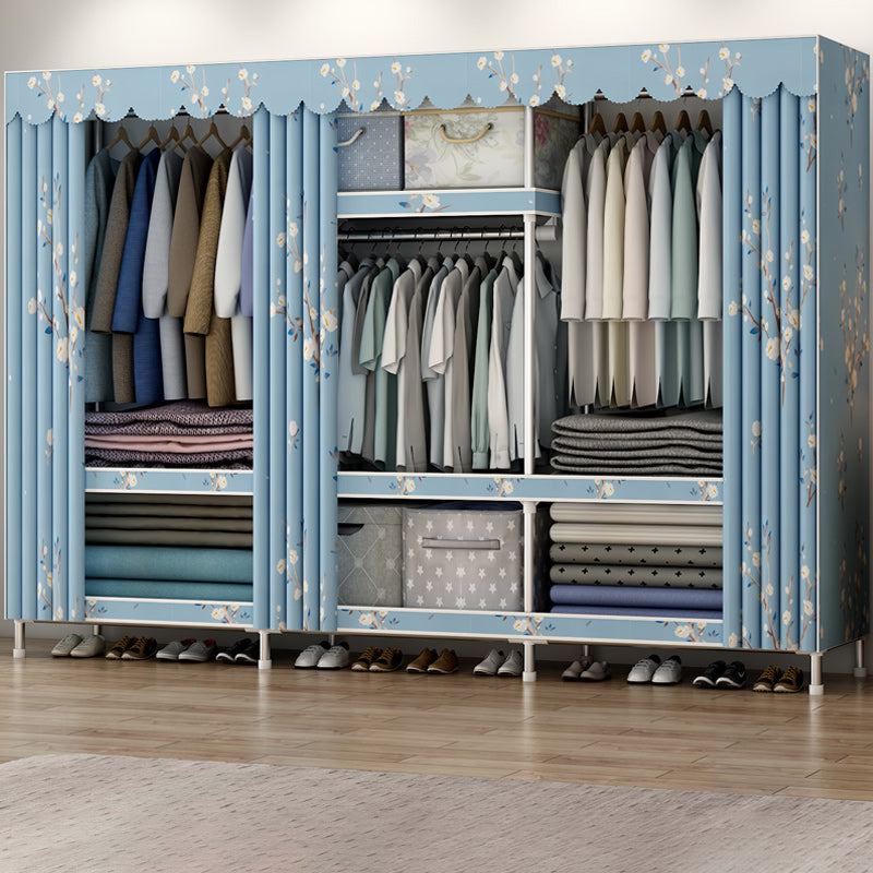 Modern Style Armoire Metal Cloth Rod Included Wardrobe Closet for Bedroom