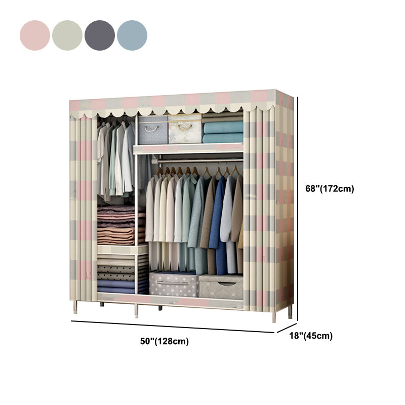 Modern Style Armoire Metal Cloth Rod Included Wardrobe Closet for Bedroom