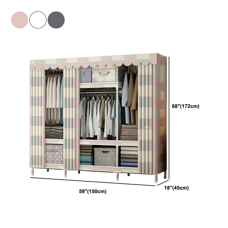 Modern Style Armoire Metal Cloth Rod Included Wardrobe Closet for Bedroom