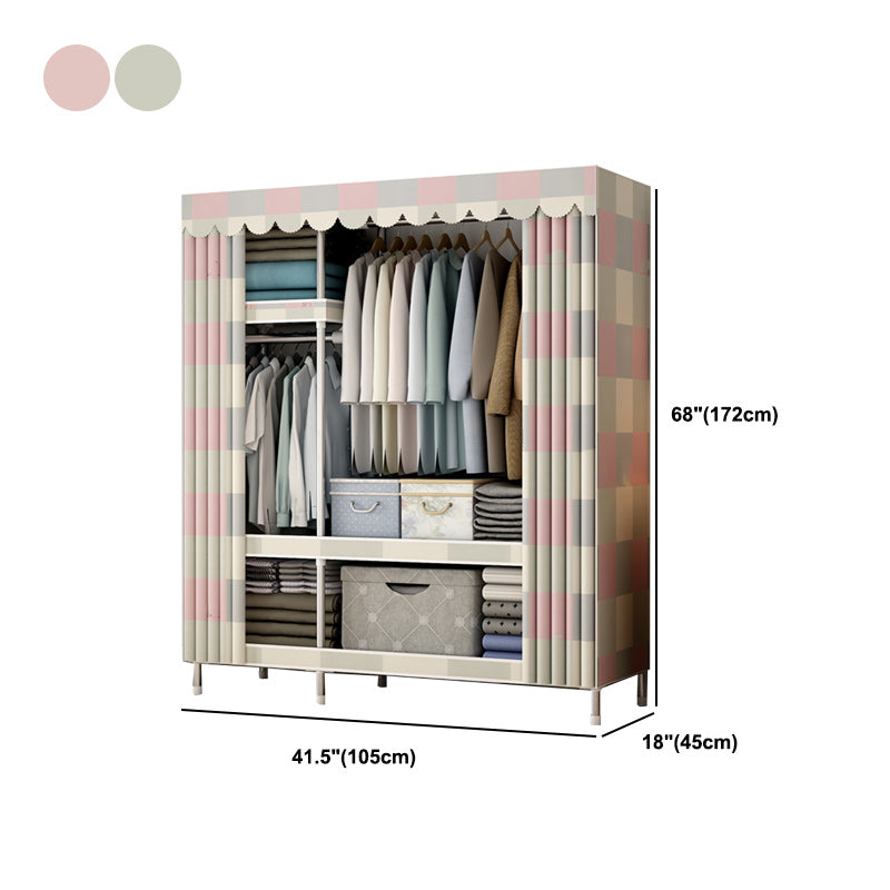 Modern Style Armoire Metal Cloth Rod Included Wardrobe Closet for Bedroom