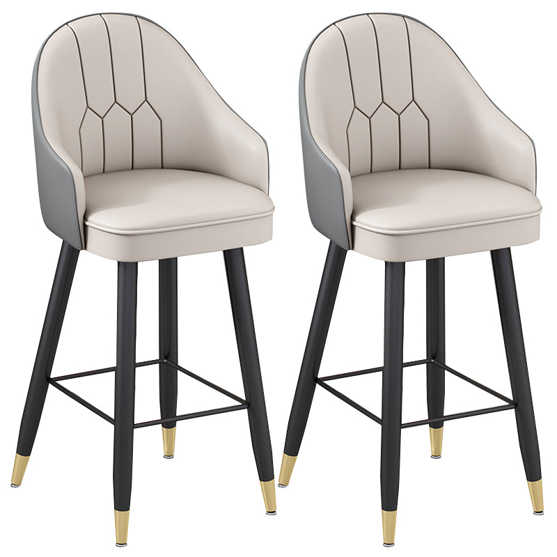 Modern Bucket Seat Bar Stools Faux Leather Low Back Barstool