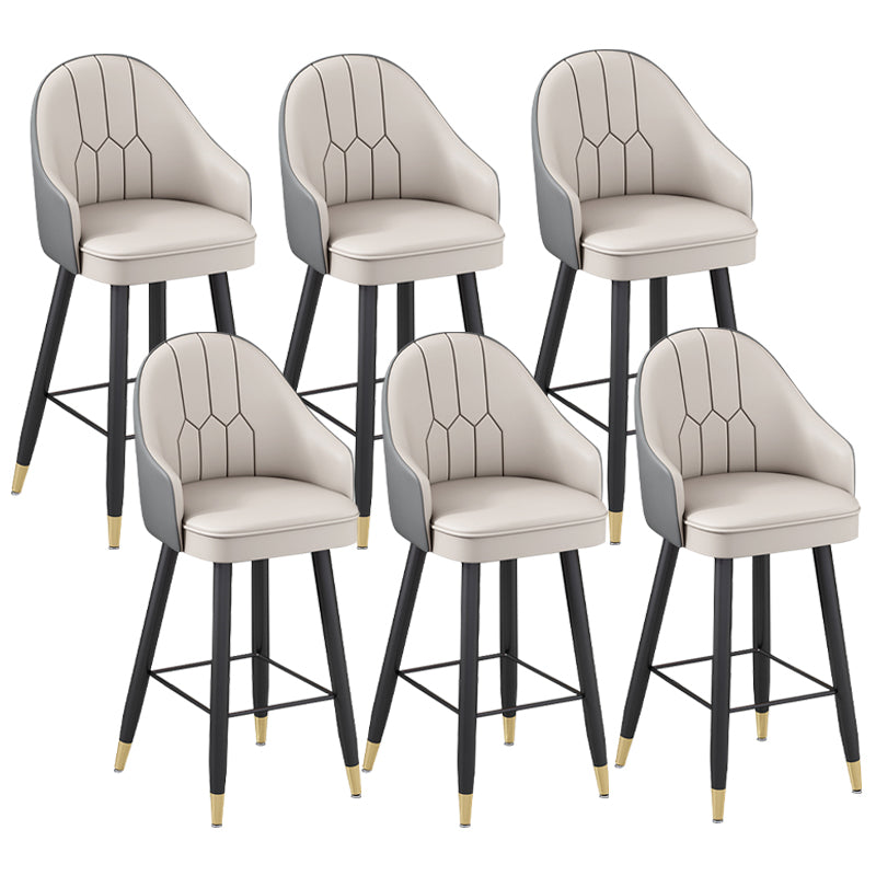 Modern Bucket Seat Bar Stools Faux Leather Low Back Barstool