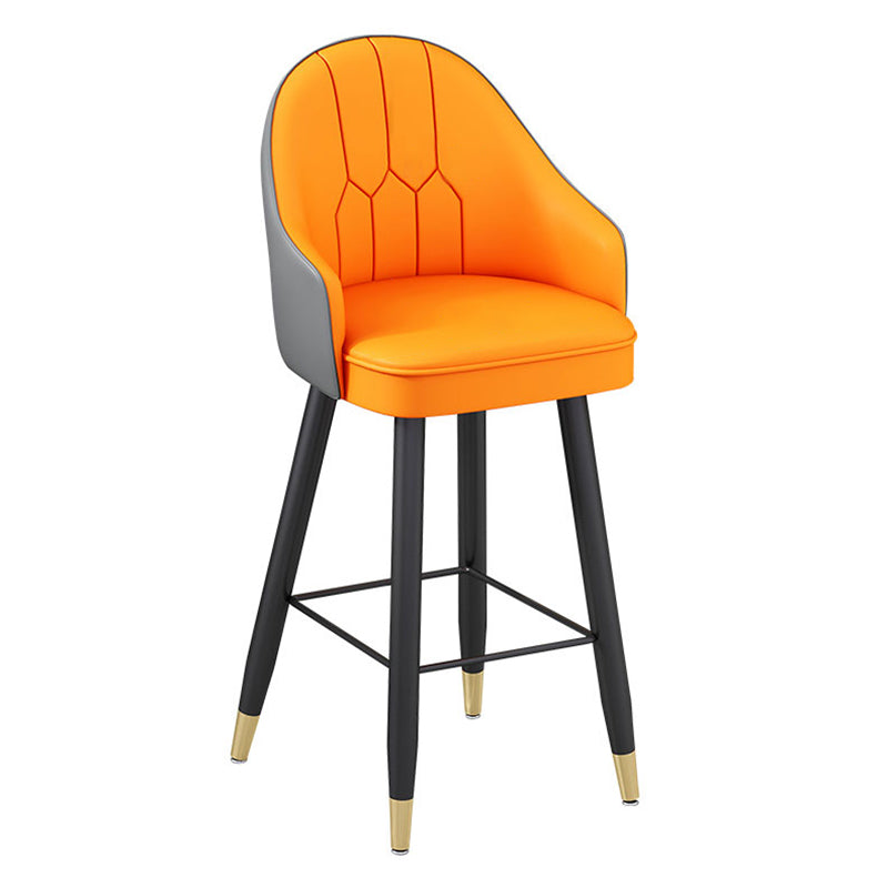 Modern Bucket Seat Bar Stools Faux Leather Low Back Barstool