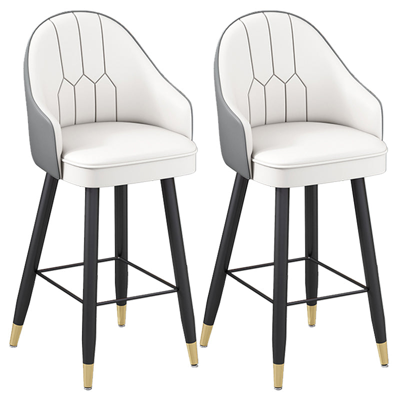 Modern Bucket Seat Bar Stools Faux Leather Low Back Barstool