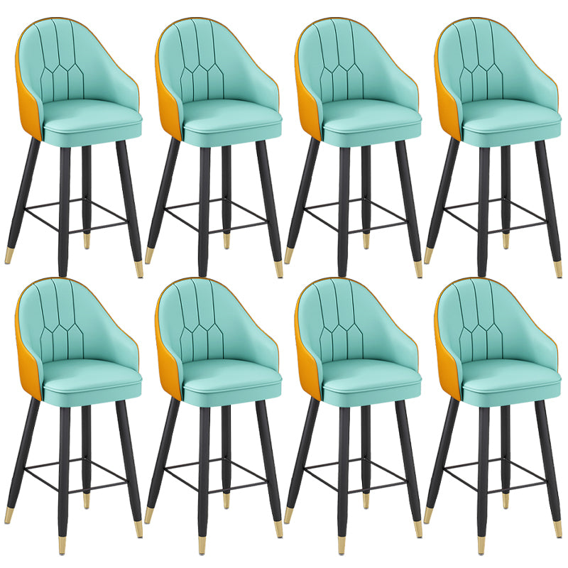 Modern Bucket Seat Bar Stools Faux Leather Low Back Barstool