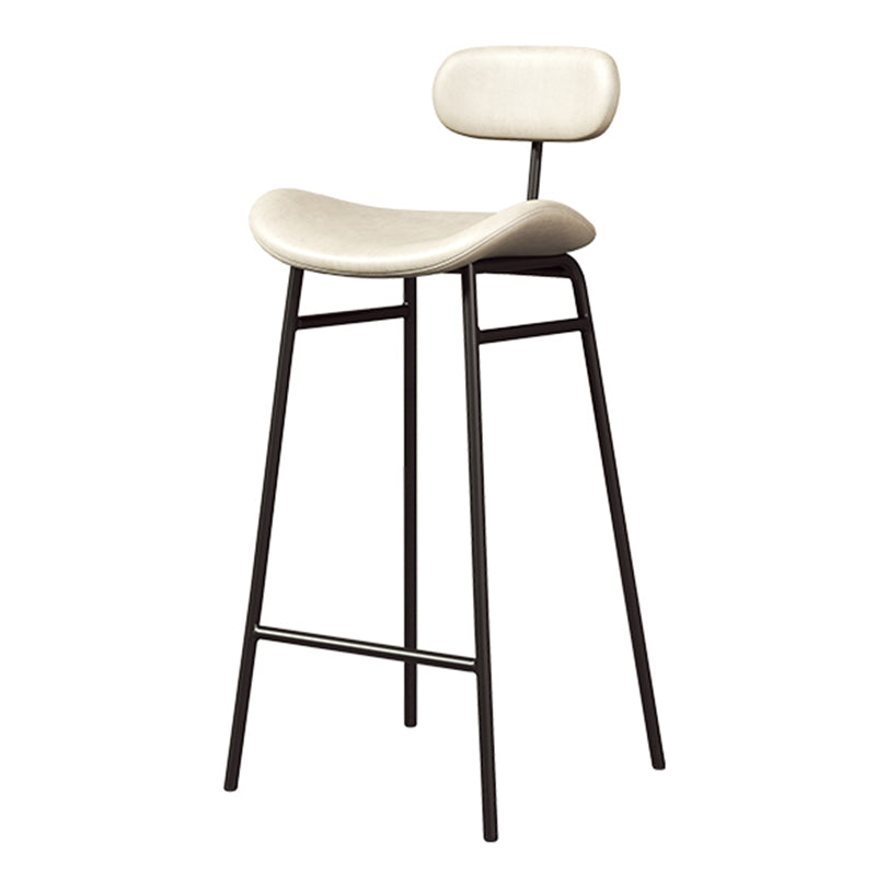 Faux Leather Bar Stools Scandinavian Low Back Armless Barstool with 4 Iron Legs